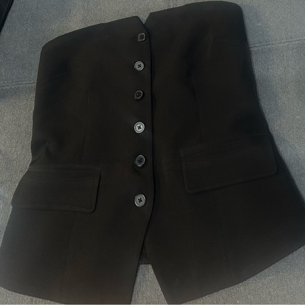 Black strapless Button-Up Vest